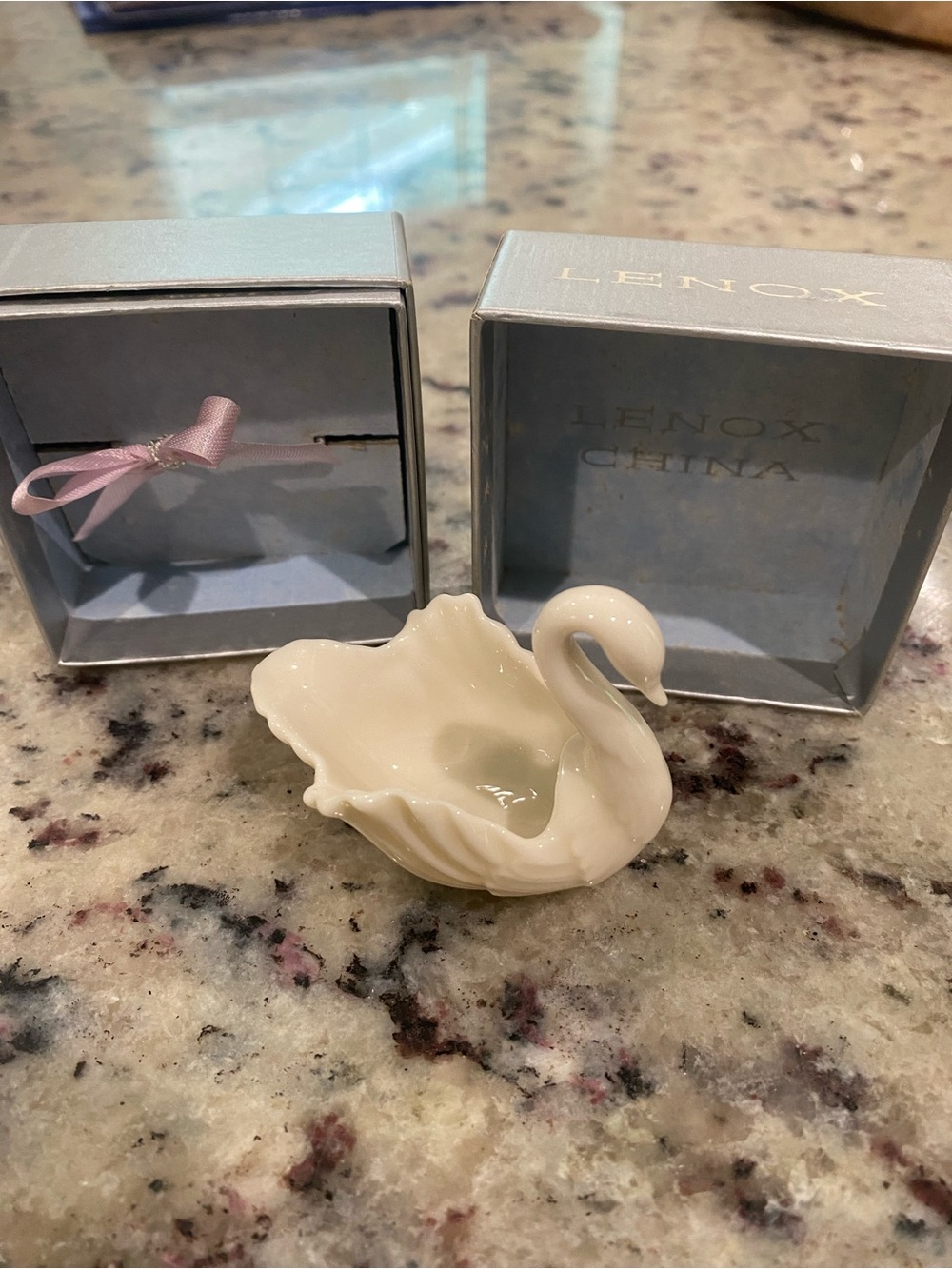 Lenox Cream Porcelain Swan Trinket Dish “to the bride”